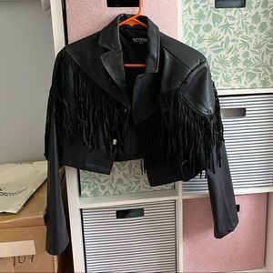 KITTENISH FAUX LEATHER FRINGE JACKET